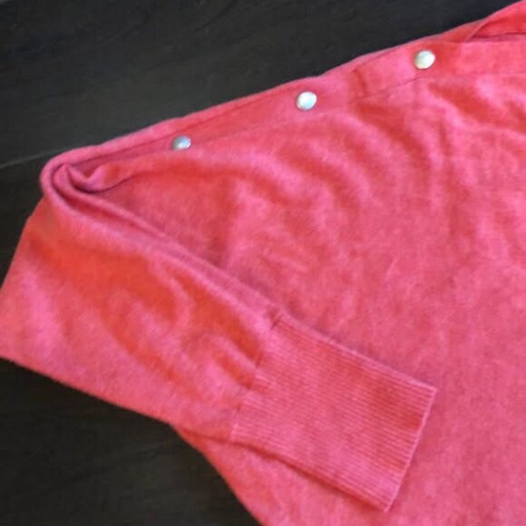 Allsaints Ellie pink watermelon dolman sleeve snap neck sweater XS - Picture 3 of 7